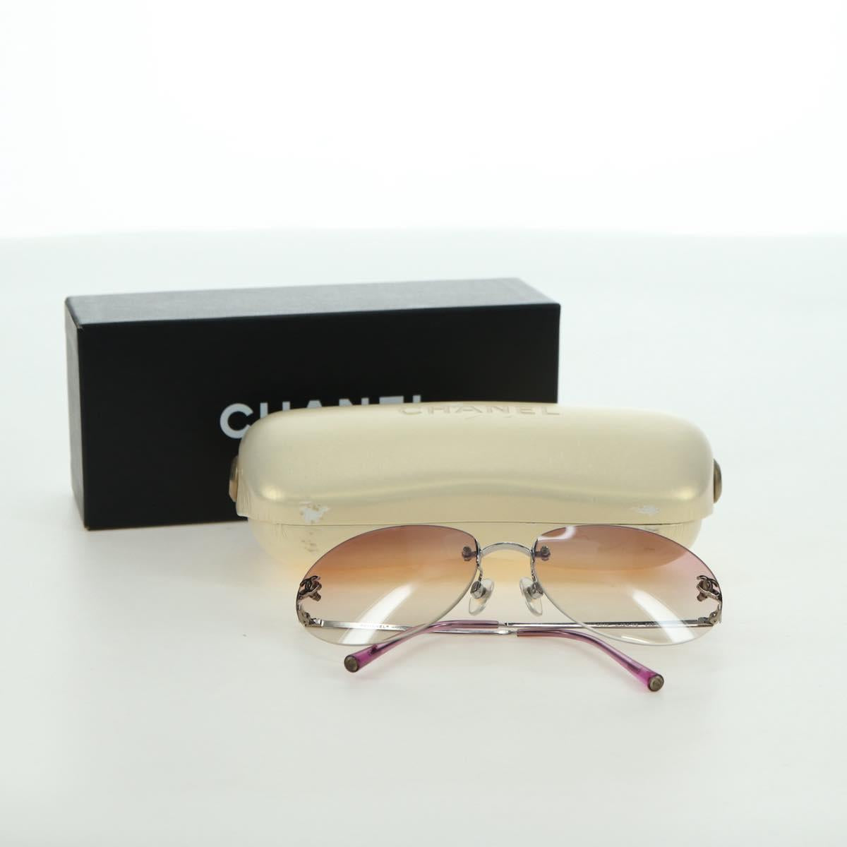 CHANEL Rimless CC Sunglasses metal Purple CC Auth am11594V