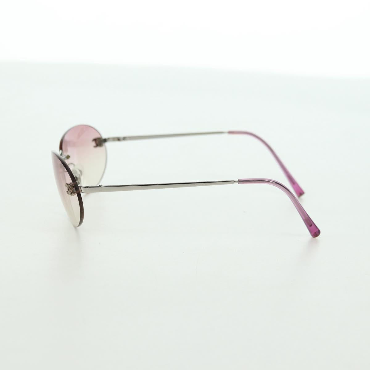 CHANEL Rimless CC Sunglasses metal Purple CC Auth am11594V