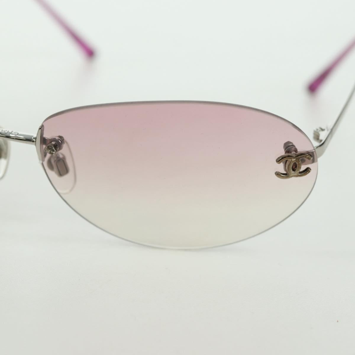 CHANEL Rimless CC Sunglasses metal Purple CC Auth am11594V