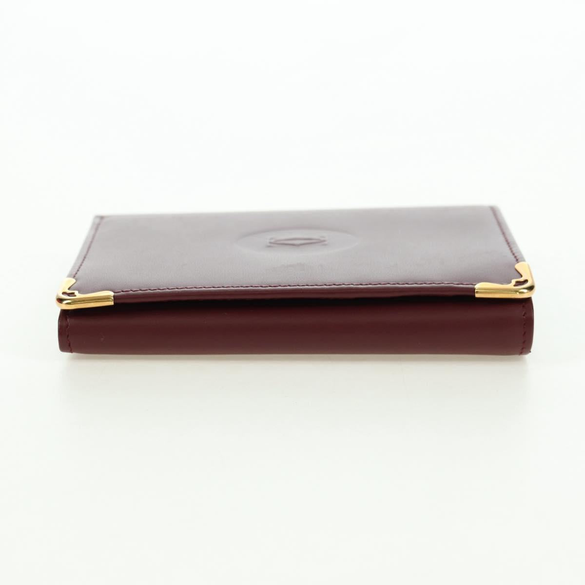 CARTIER Must Line Trifold Wallet Leather Bordeaux Gold Auth am11599V