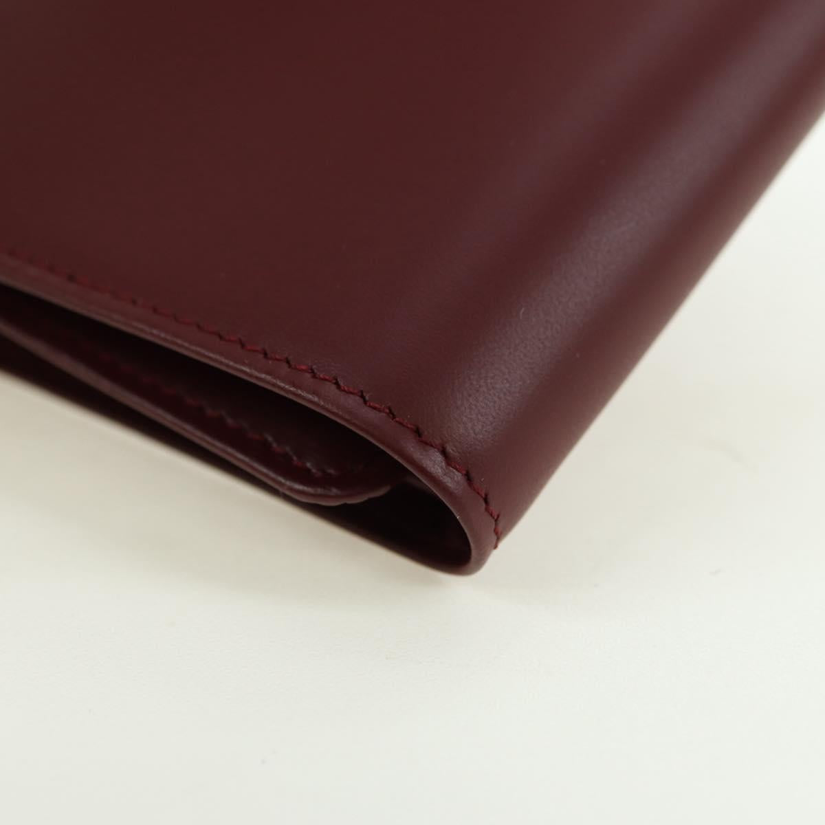 CARTIER Must Line Trifold Wallet Leather Bordeaux Gold Auth am11599V