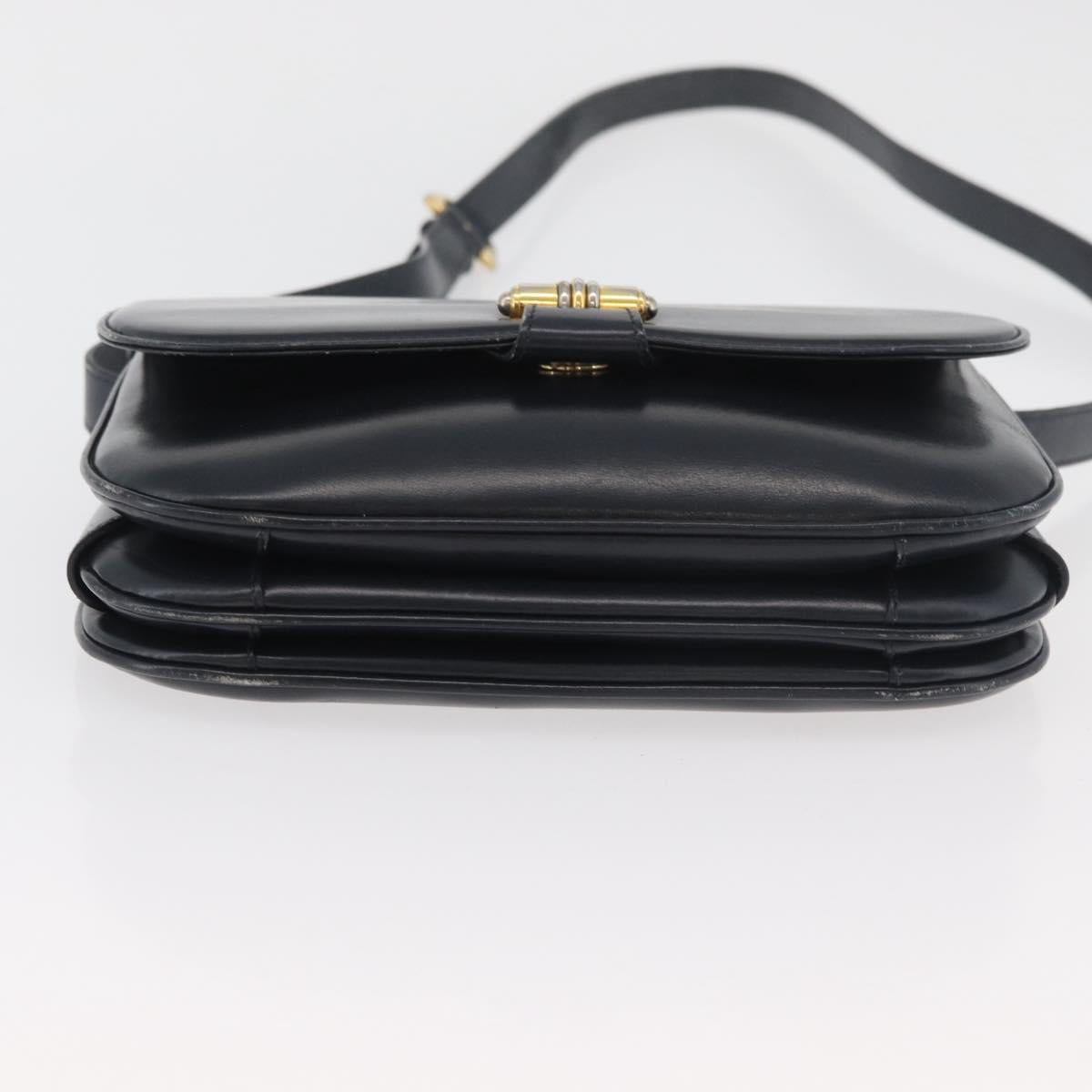 GUCCI Old Shoulder Bag Leather Black Gold 001 406 0621 Auth am11600