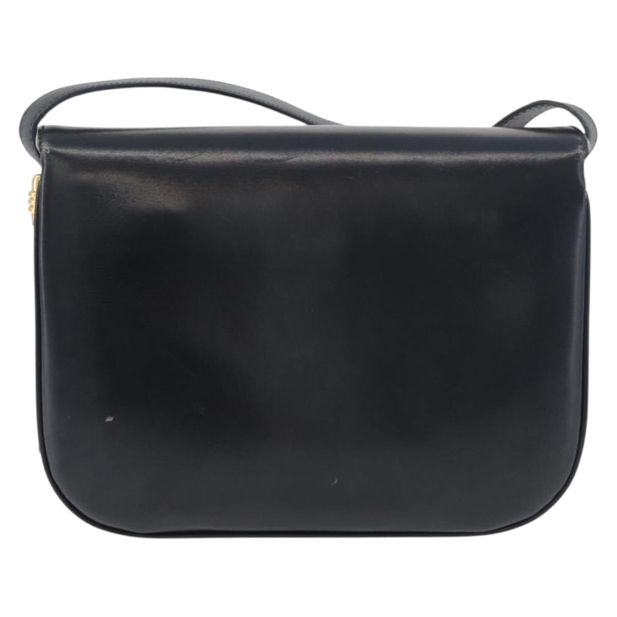 GUCCI Old Shoulder Bag Leather Black Gold 001 406 0621 Auth am11600
