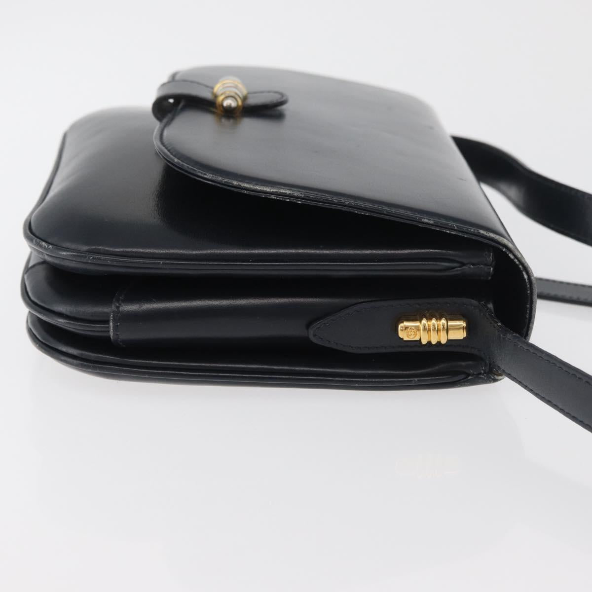 GUCCI Old Shoulder Bag Leather Black Gold 001 406 0621 Auth am11600