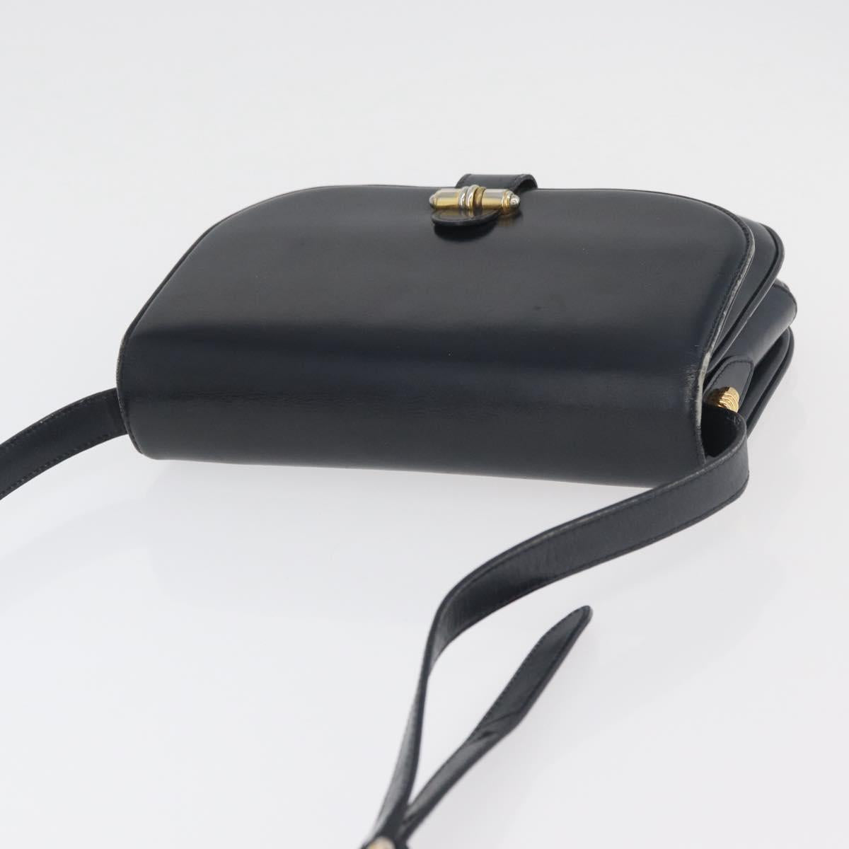 GUCCI Old Shoulder Bag Leather Black Gold 001 406 0621 Auth am11600