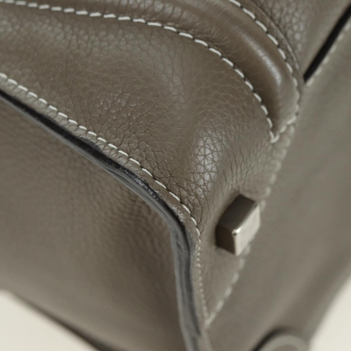 CELINE Luggage Mini Shopper Hand Bag Leather Gray Silver Auth am11602V