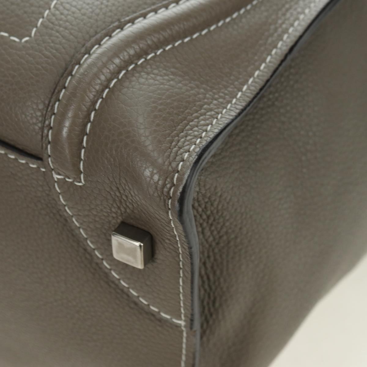CELINE Luggage Mini Shopper Hand Bag Leather Gray Silver Auth am11602V