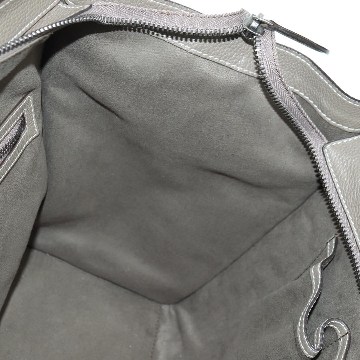 CELINE Luggage Mini Shopper Hand Bag Leather Gray Silver Auth am11602V