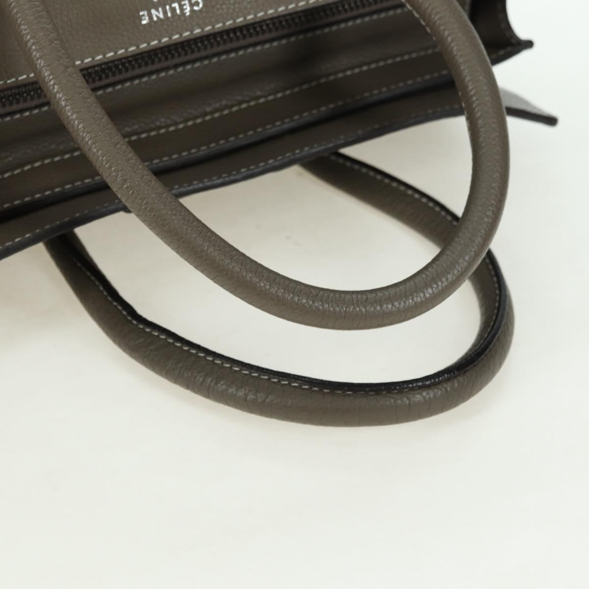 CELINE Luggage Mini Shopper Hand Bag Leather Gray Silver Auth am11602V