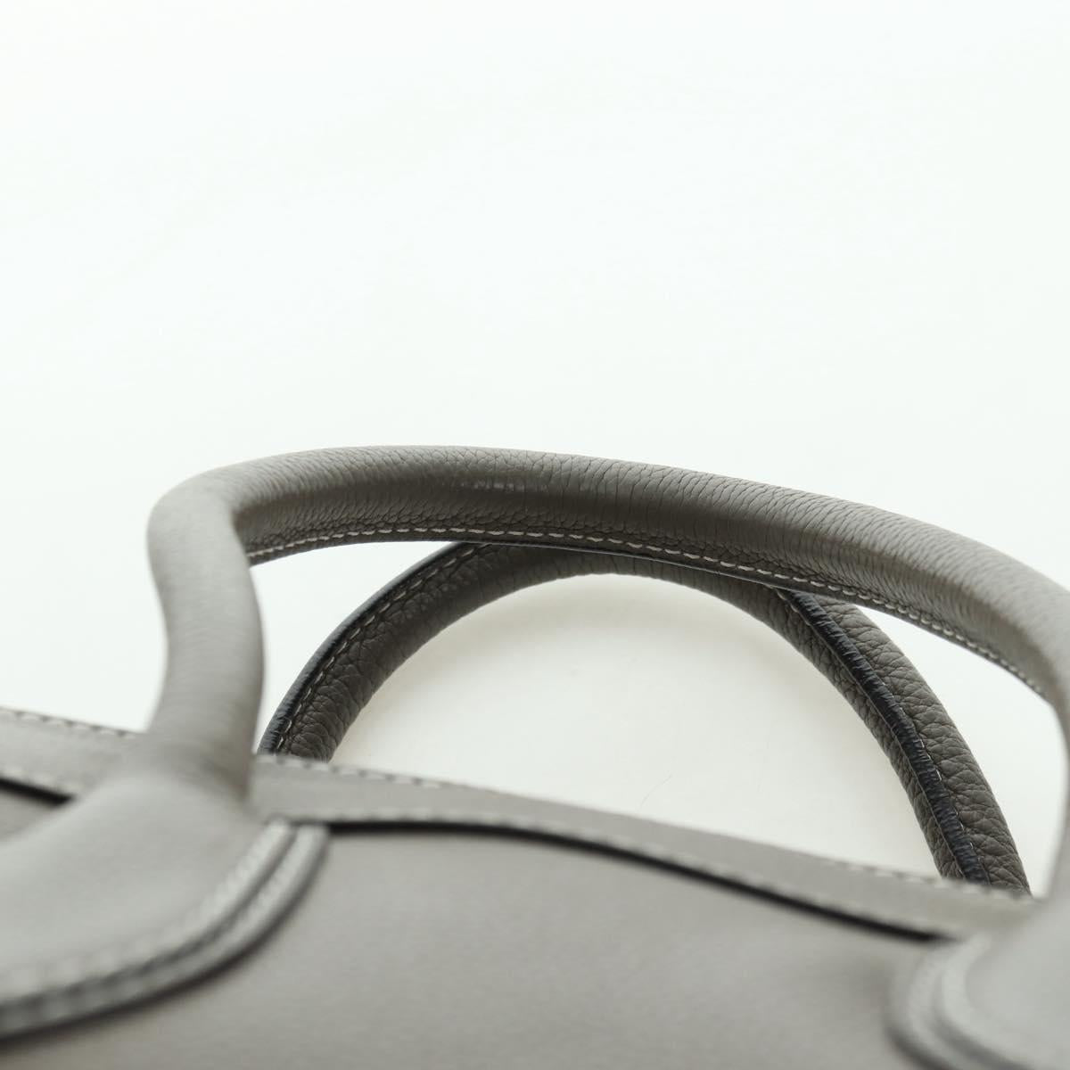 CELINE Luggage Mini Shopper Hand Bag Leather Gray Silver Auth am11602V