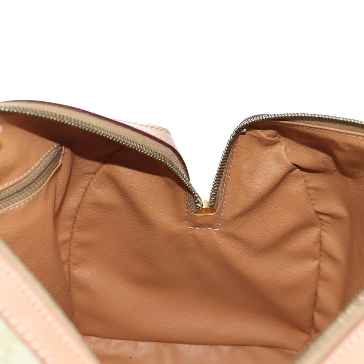 CELINE Macadam Canvas Mini Boston Bag PVC Beige Gold Auth am11604V