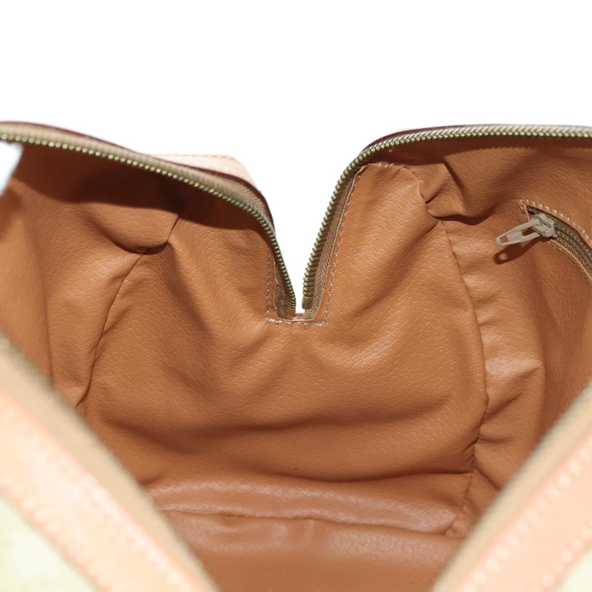 CELINE Macadam Canvas Mini Boston Bag PVC Beige Gold Auth am11604V