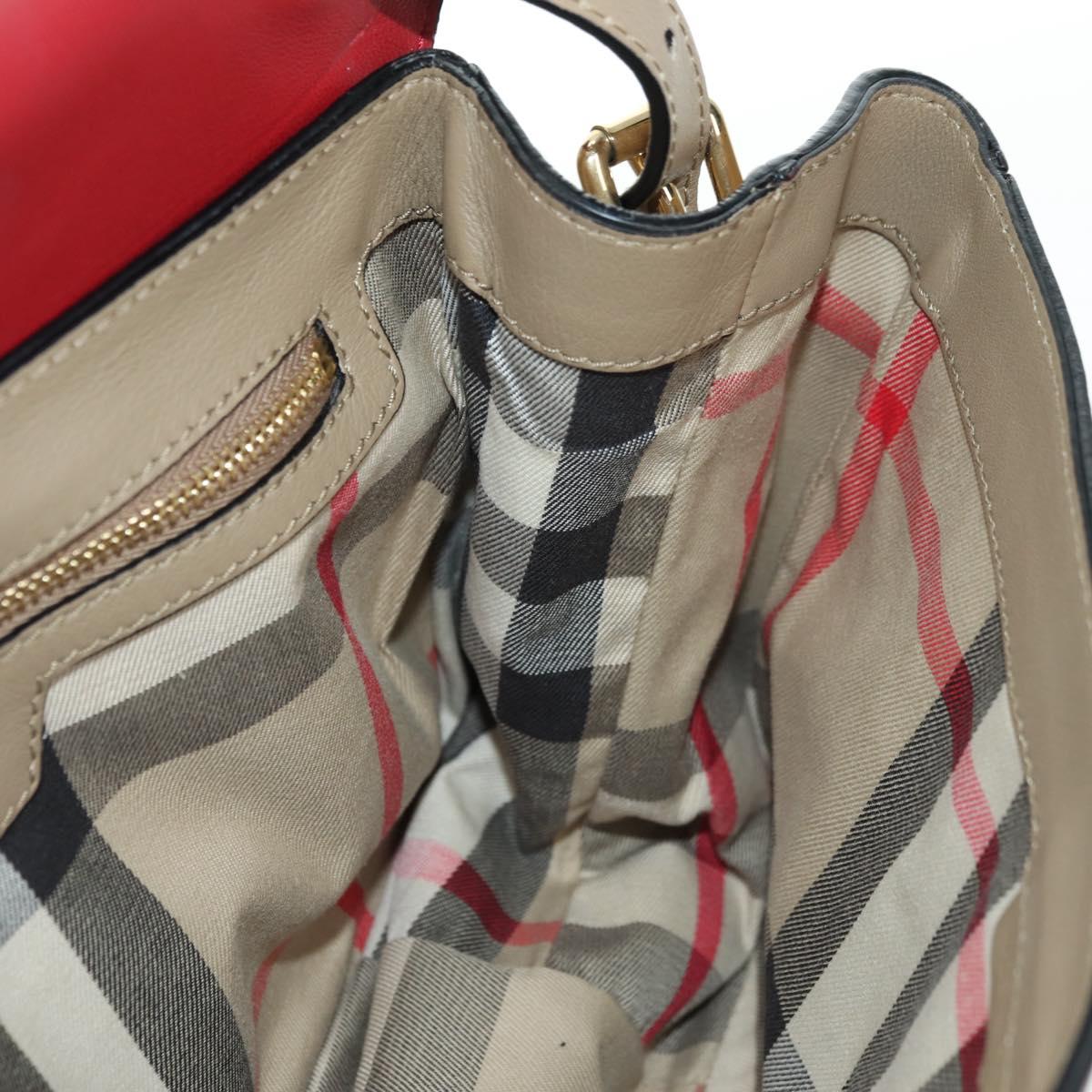 BURBERRY Shoulder Bag Leather Beige Gold Auth am11605V
