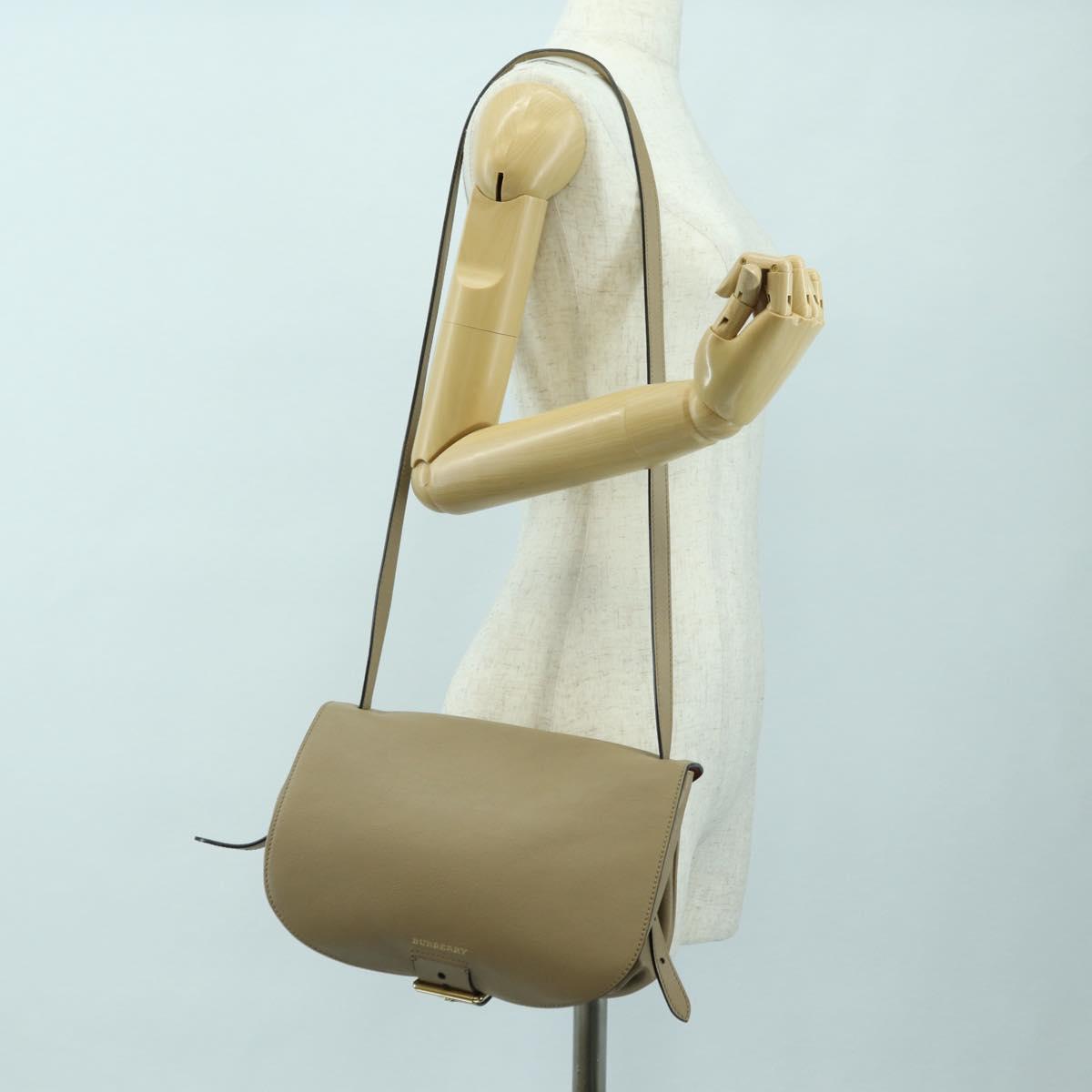 BURBERRY Shoulder Bag Leather Beige Gold Auth am11605V