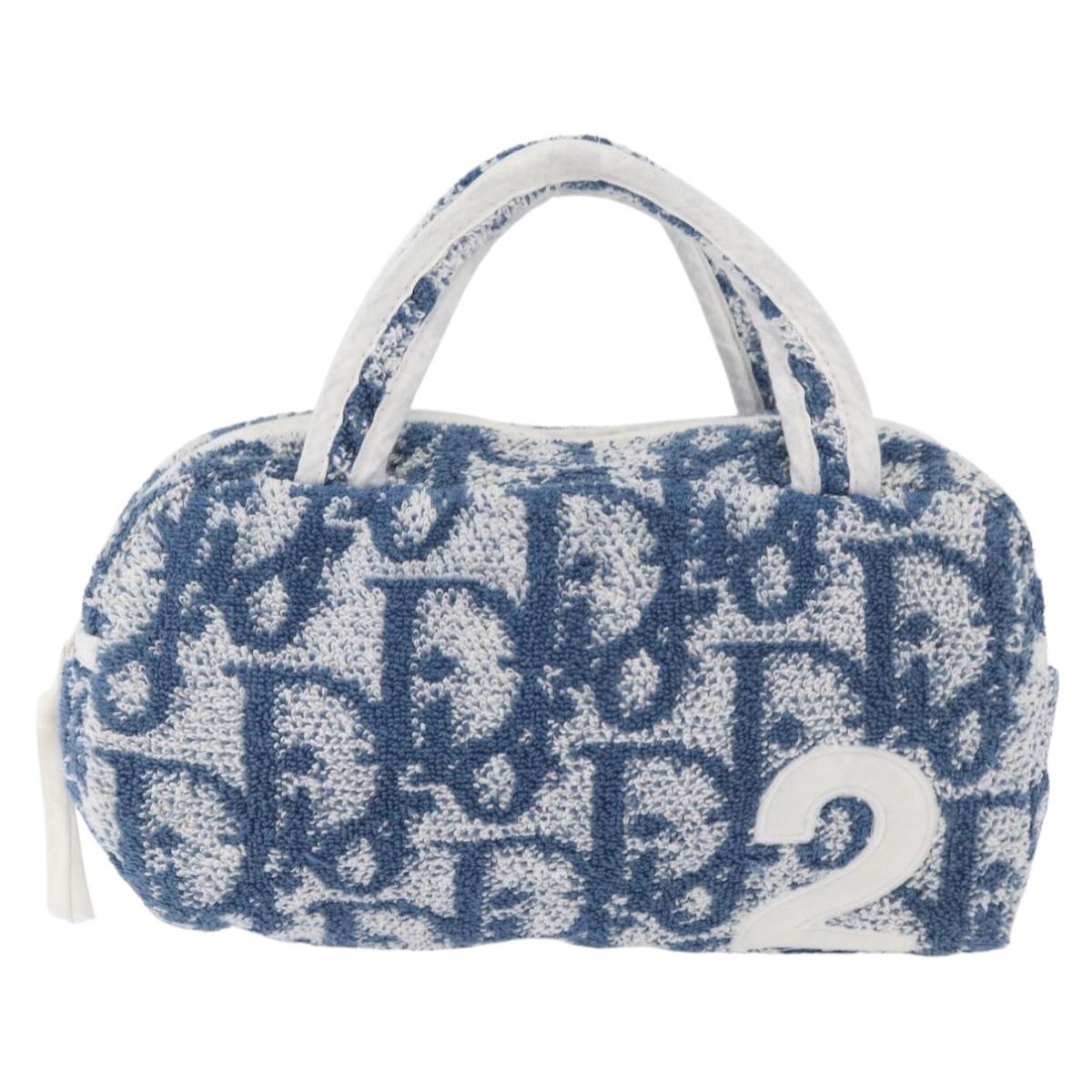 Christian Dior Trotter Canvas No.2 Hand Bag pile Blue Auth am11606A