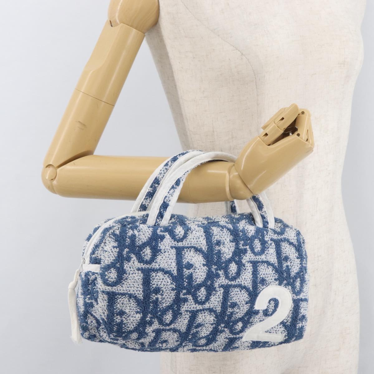 Christian Dior Trotter Canvas No.2 Hand Bag pile Blue Auth am11606A
