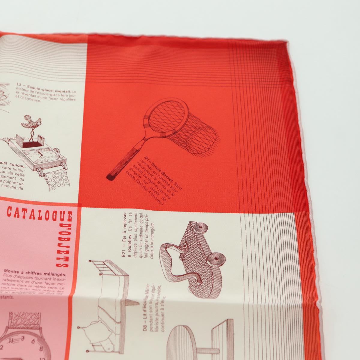 HERMES Carre 45 Scarf ""CATALOGUE D'OBJETS"" Silk Orange Auth am11610M