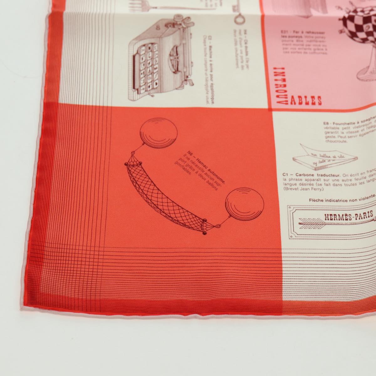 HERMES Carre 45 Scarf ""CATALOGUE D'OBJETS"" Silk Orange Auth am11610M