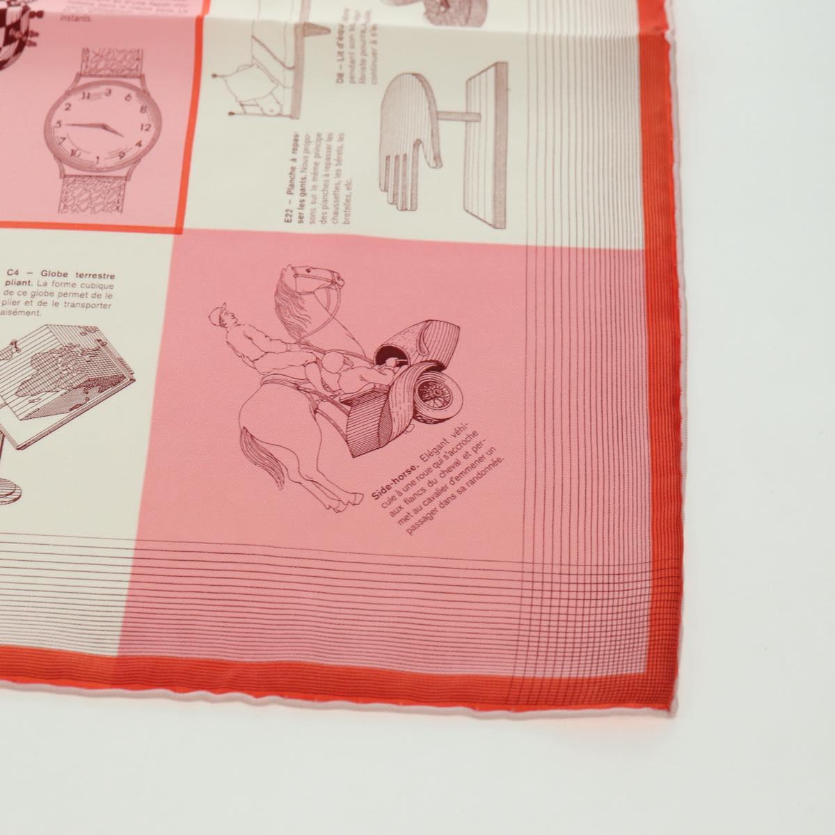 HERMES Carre 45 Scarf ""CATALOGUE D'OBJETS"" Silk Orange Auth am11610M