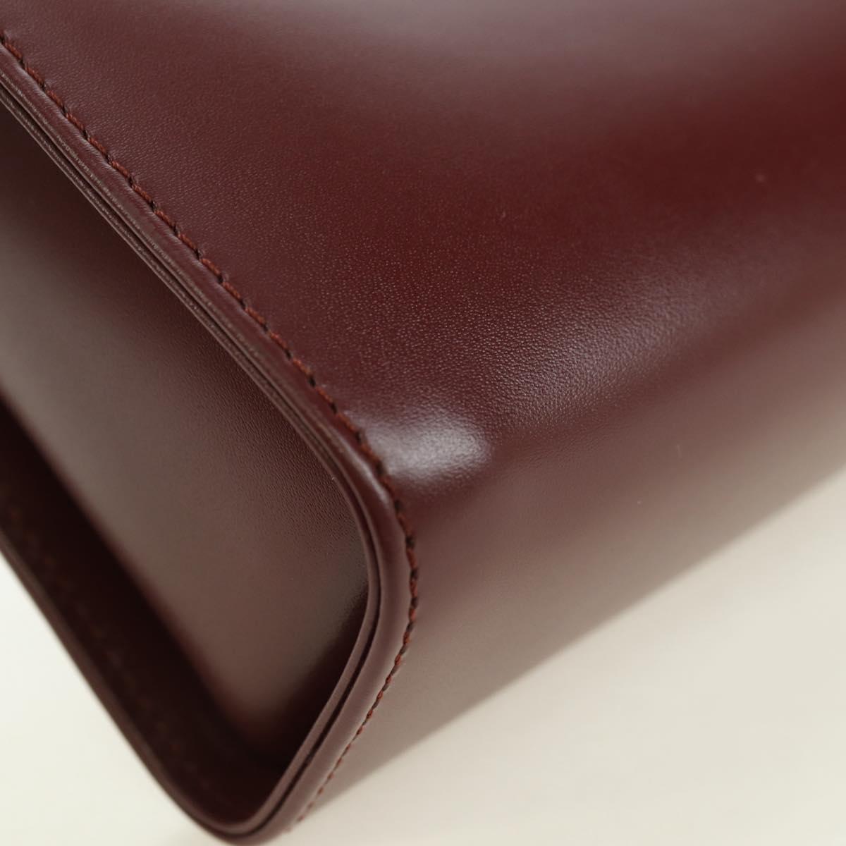 CARTIER Must Line Clutch Bag Leather Bordeaux Gold Auth am11612V