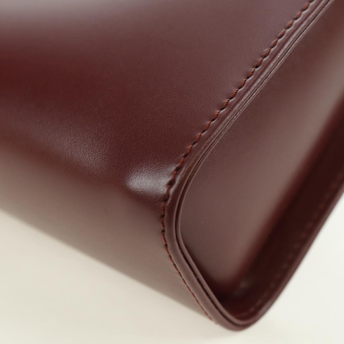 CARTIER Must Line Clutch Bag Leather Bordeaux Gold Auth am11612V
