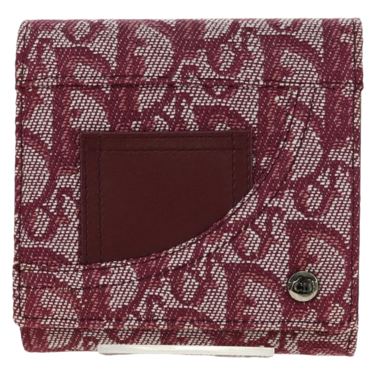 Christian Dior Trotter Canvas Trifold Wallet Pink Silver Pink Auth am11614V