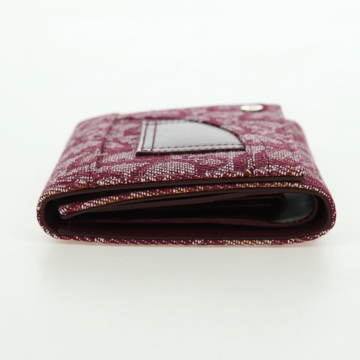 Christian Dior Trotter Canvas Trifold Wallet Pink Silver Pink Auth am11614V