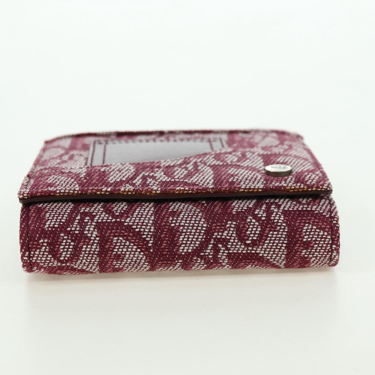 Christian Dior Trotter Canvas Trifold Wallet Pink Silver Pink Auth am11614V