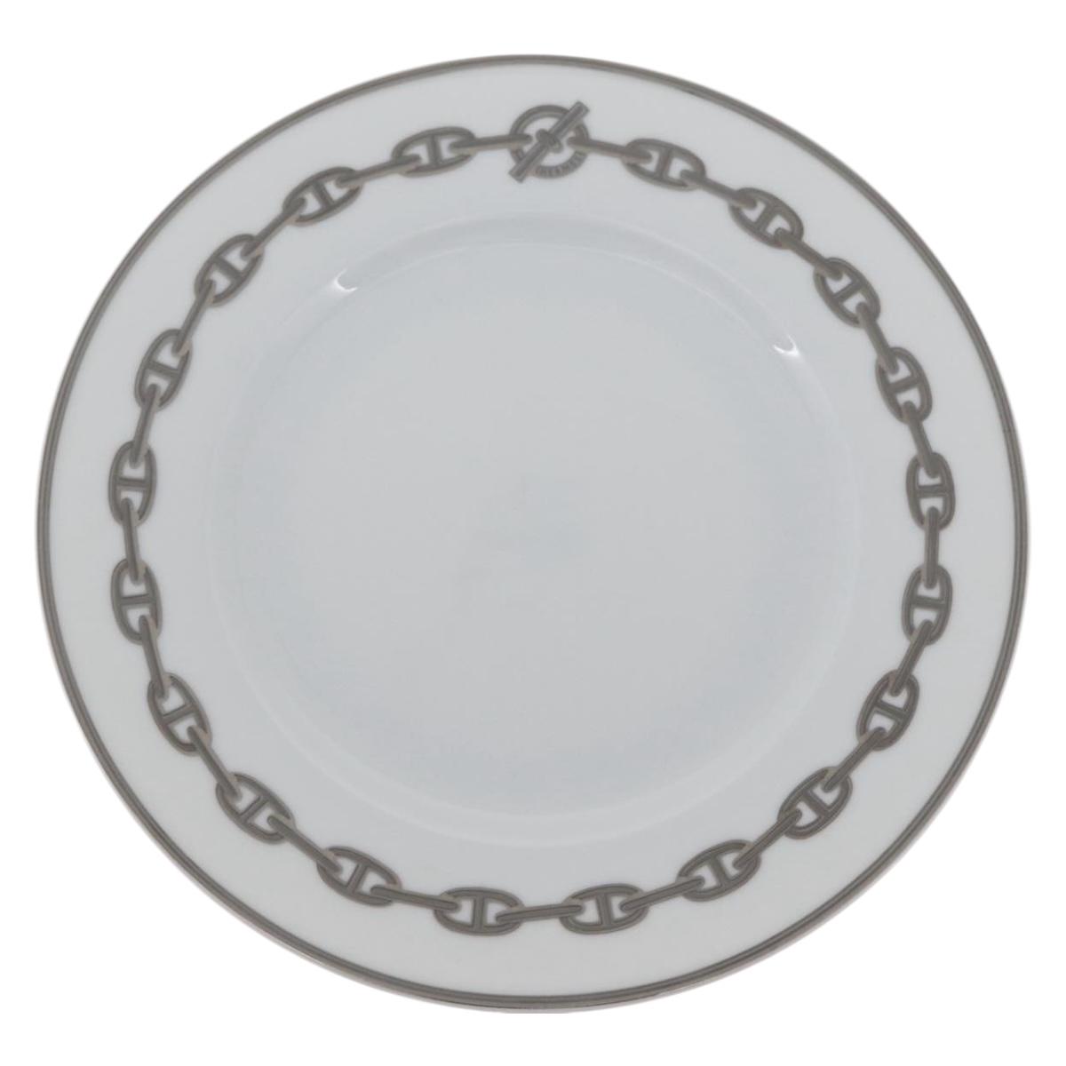 HERMES Shane Dunkle Plate Pottery White Gray Auth am11619