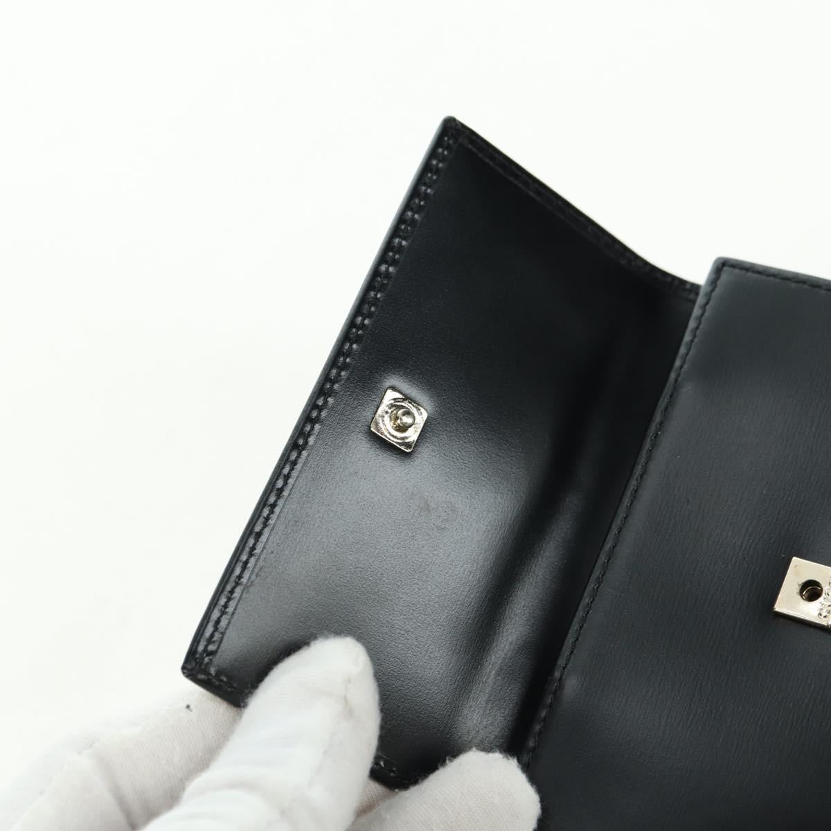 GUCCI GG Trifold Wallet Leather Black Champagne Gold 035 2888 2240 Auth am11621V
