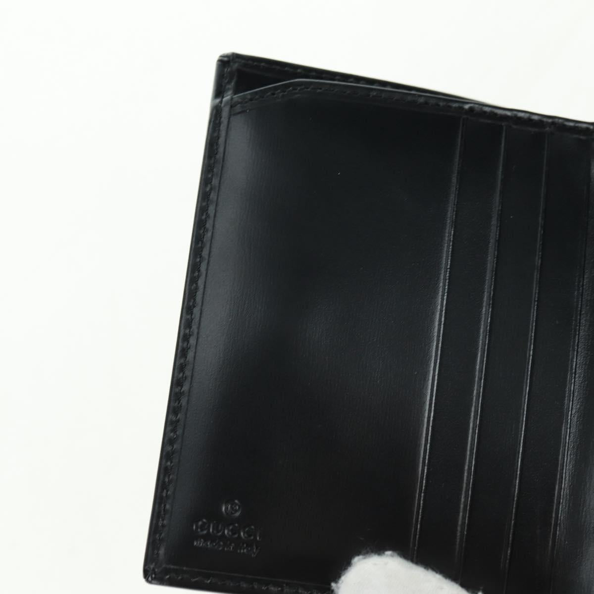 GUCCI GG Trifold Wallet Leather Black Champagne Gold 035 2888 2240 Auth am11621V