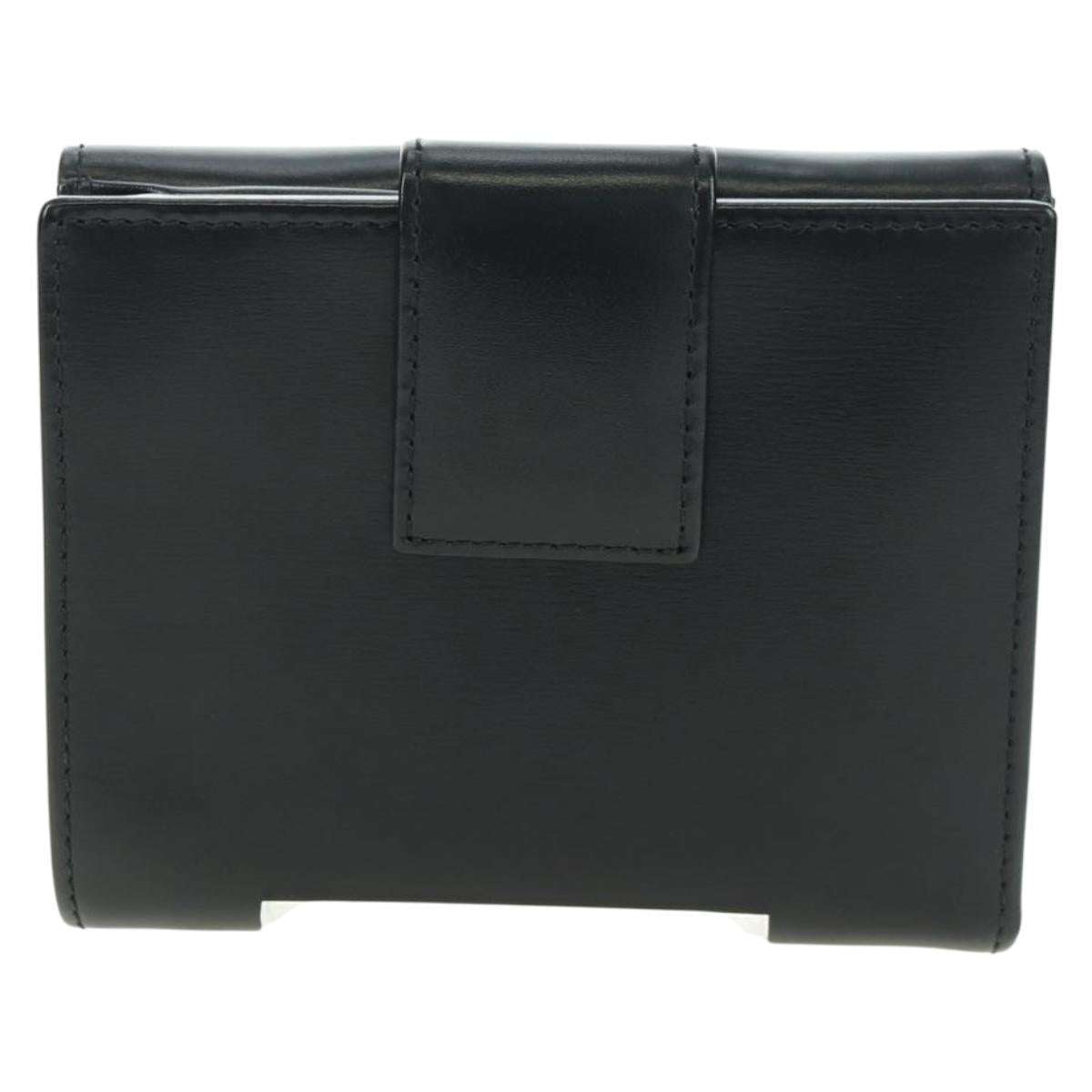 GUCCI GG Trifold Wallet Leather Black Champagne Gold 035 2888 2240 Auth am11621V