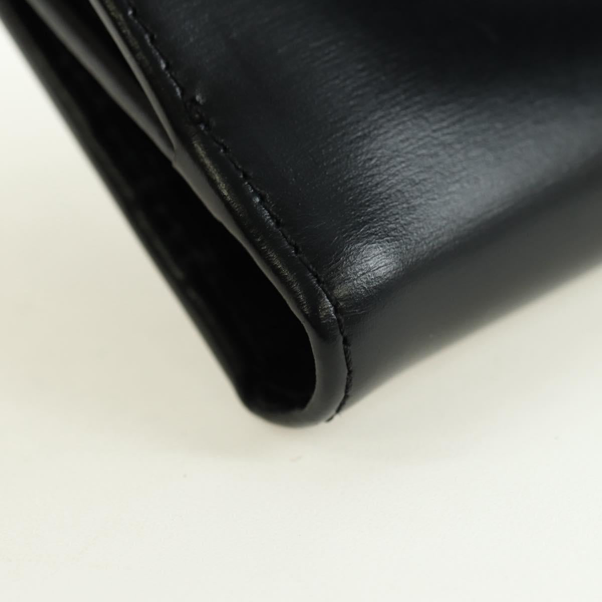 GUCCI GG Trifold Wallet Leather Black Champagne Gold 035 2888 2240 Auth am11621V