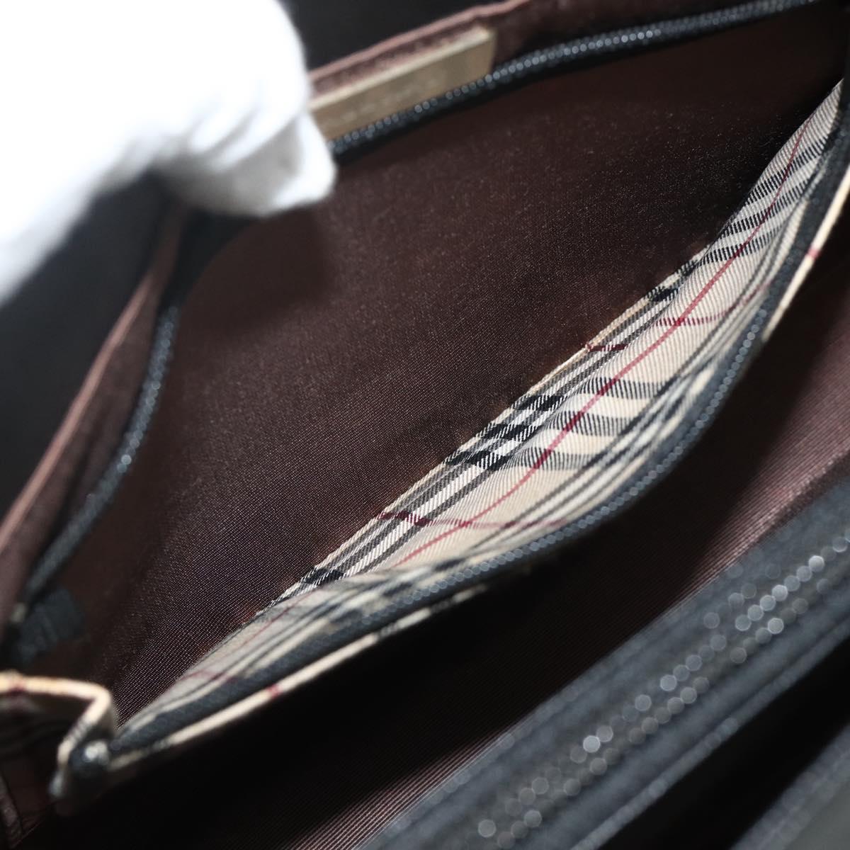 BURBERRY Hand Bag PVC Black Silver Auth am11623A