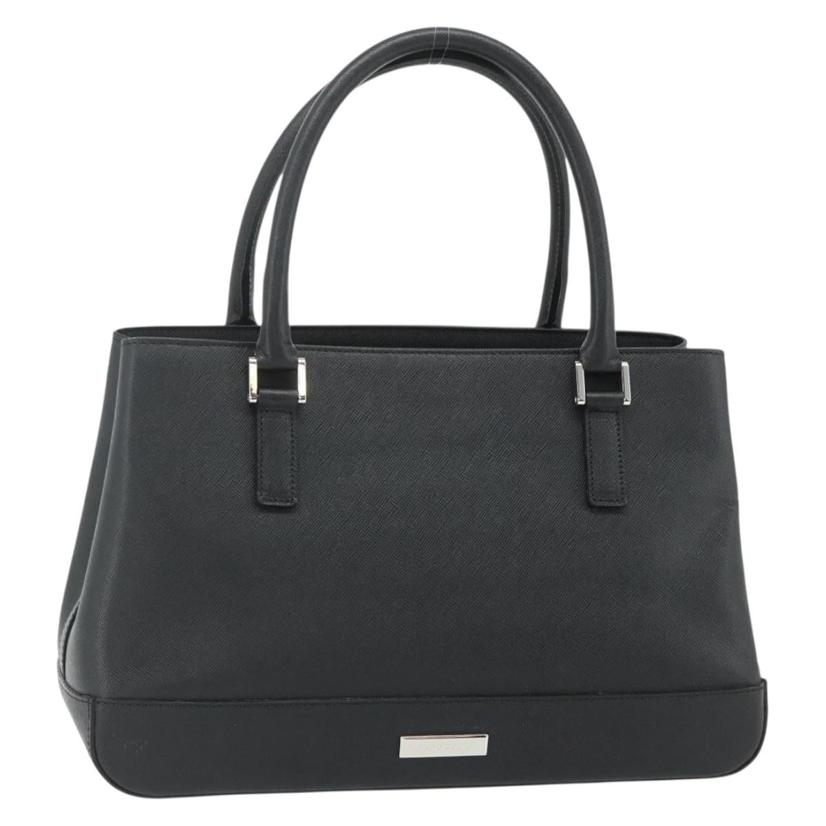 BURBERRY Hand Bag PVC Black Silver Auth am11623A