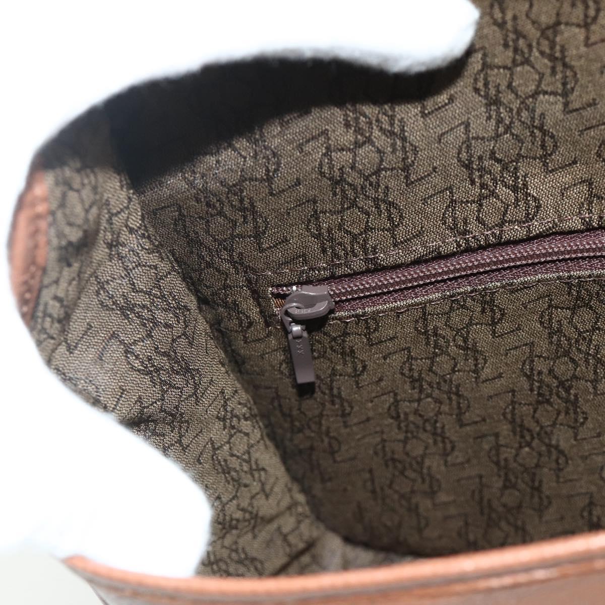SAINT LAURENT Shoulder Bag Leather Brown Gold Auth am11629A