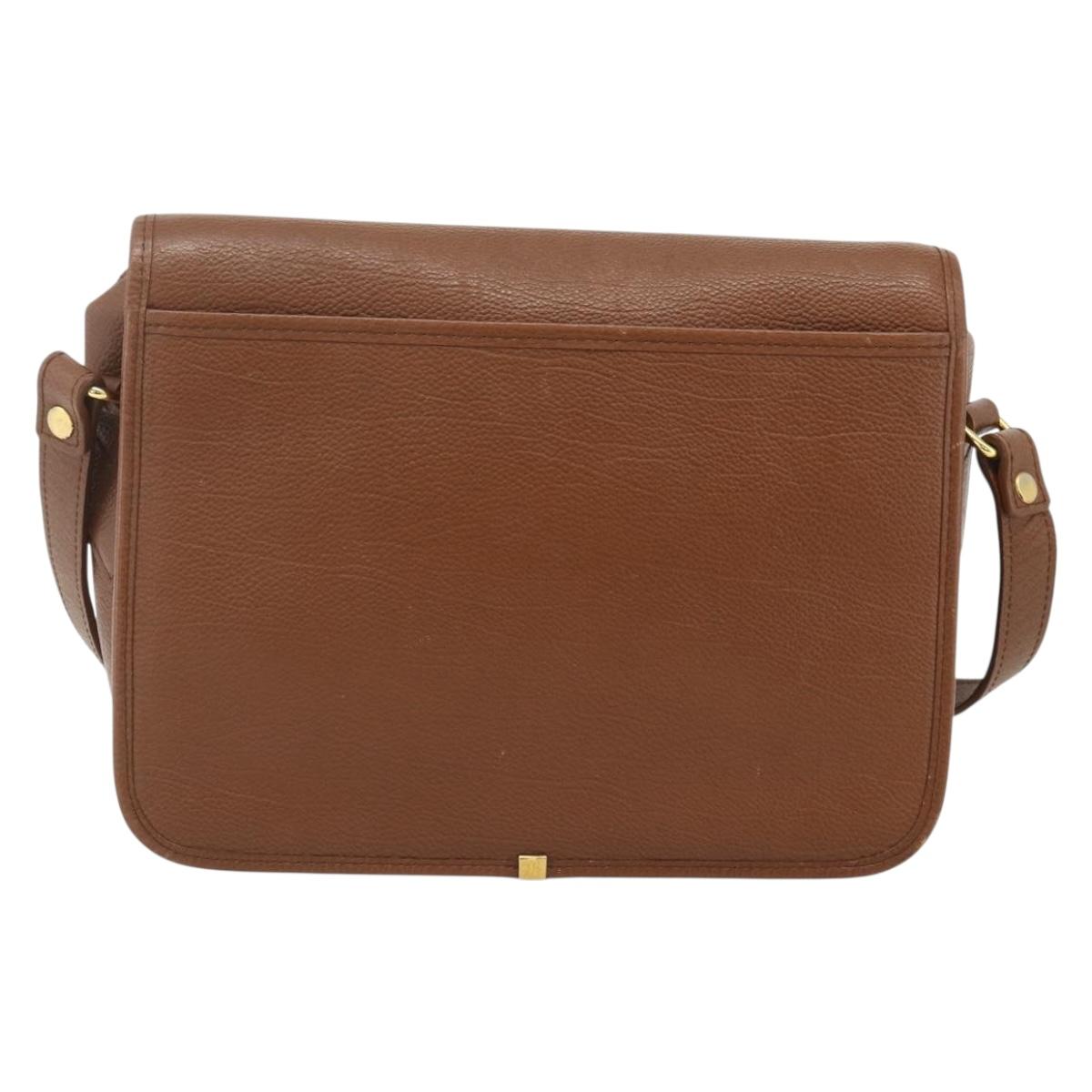SAINT LAURENT Shoulder Bag Leather Brown Gold Auth am11629A
