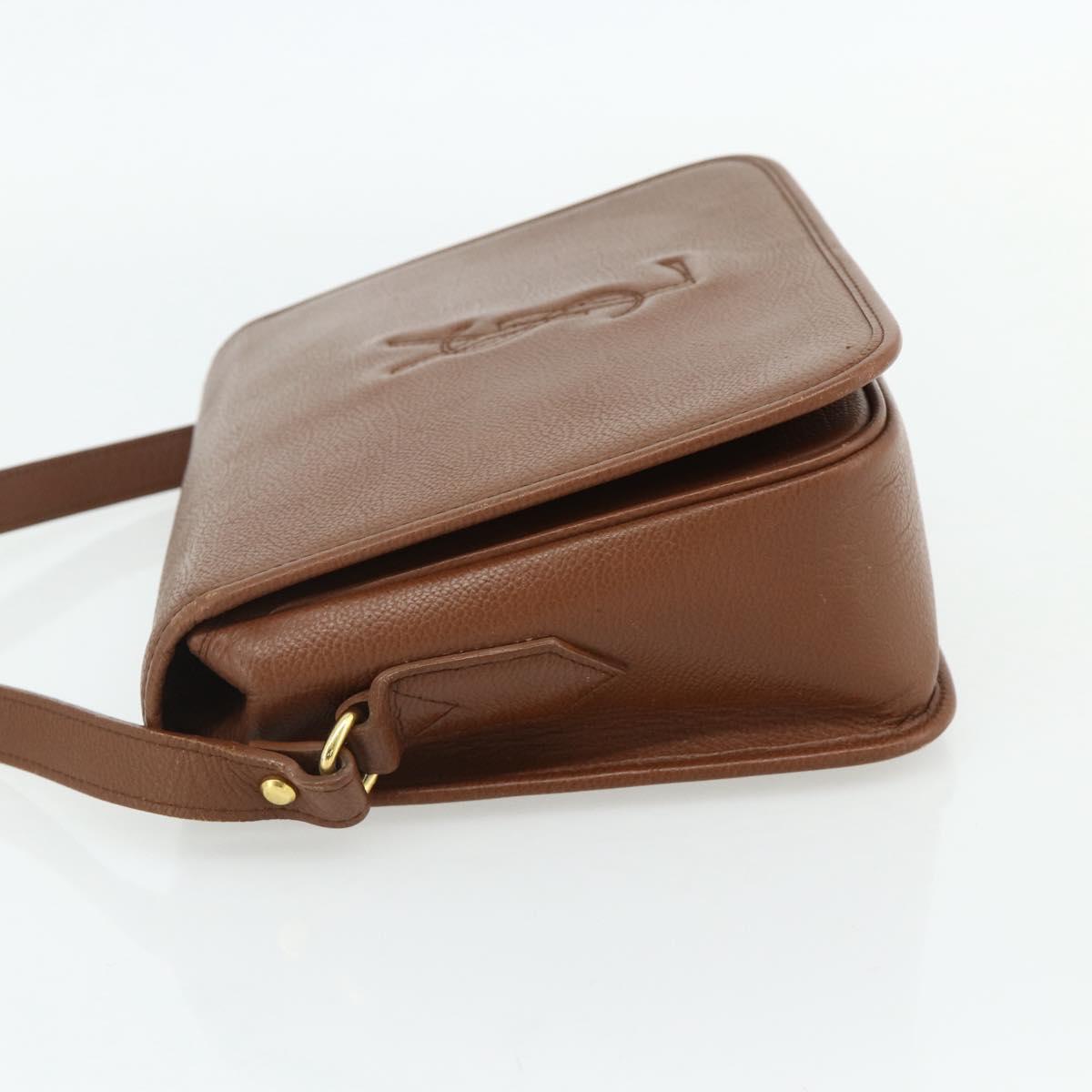 SAINT LAURENT Shoulder Bag Leather Brown Gold Auth am11629A