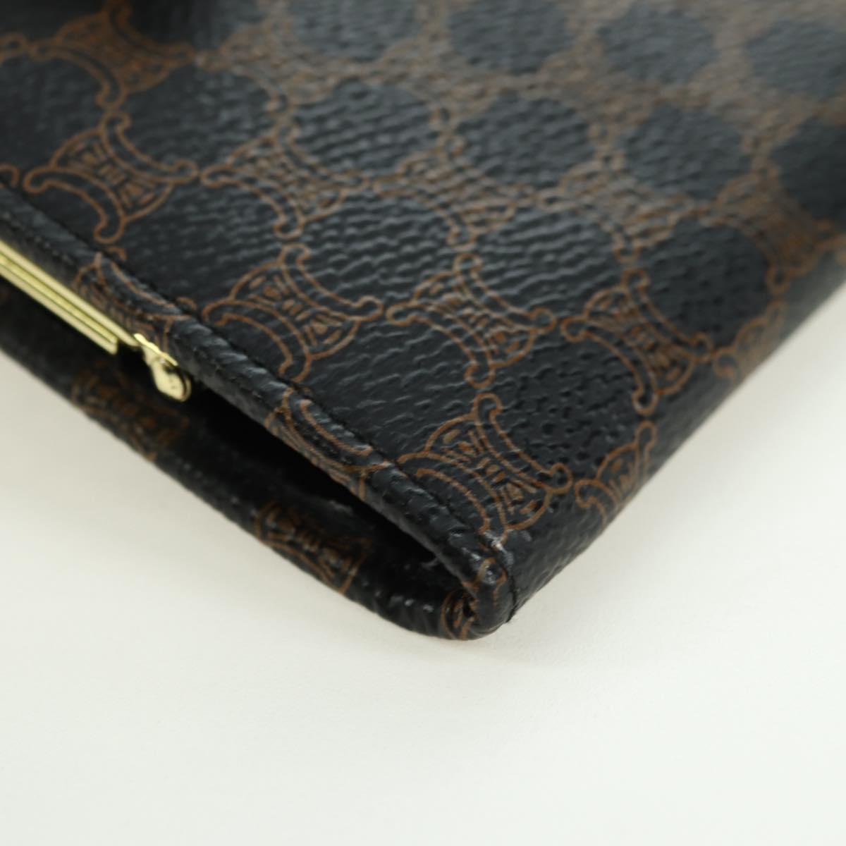 CELINE Macadam Canvas Wallet PVC Leather Black Gold Auth am11630V