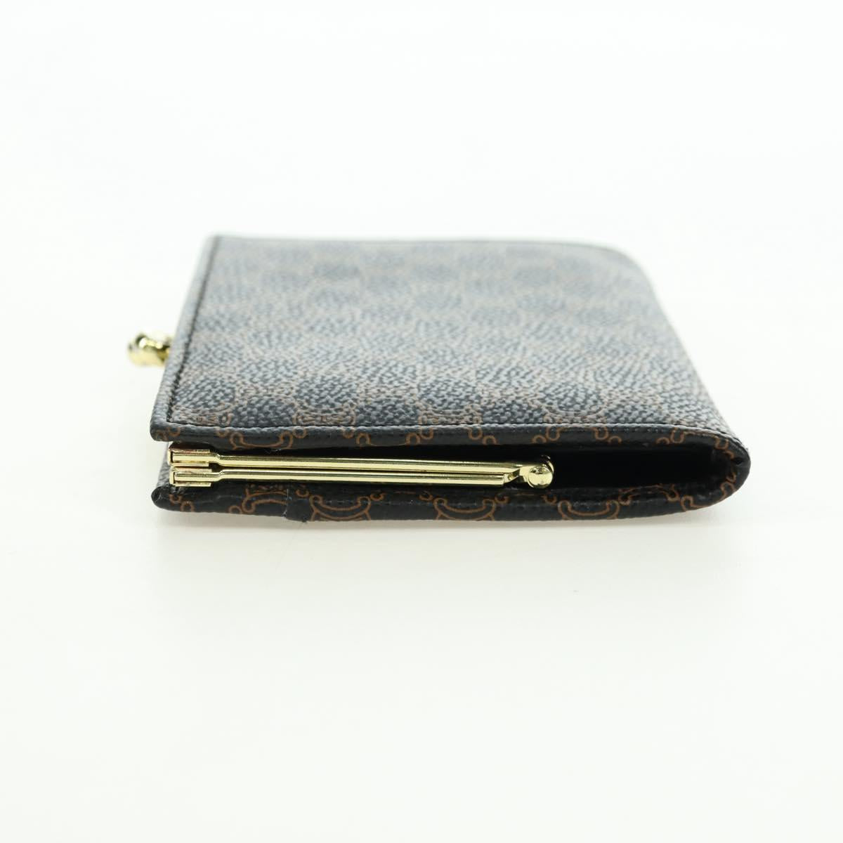 CELINE Macadam Canvas Wallet PVC Leather Black Gold Auth am11630V