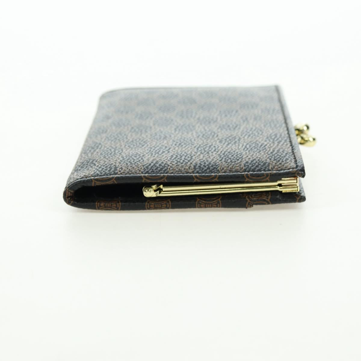 CELINE Macadam Canvas Wallet PVC Leather Black Gold Auth am11630V