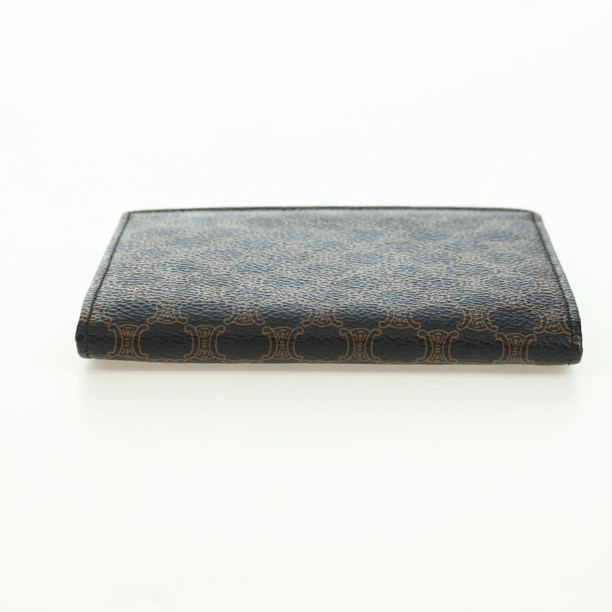 CELINE Macadam Canvas Wallet PVC Leather Black Gold Auth am11630V