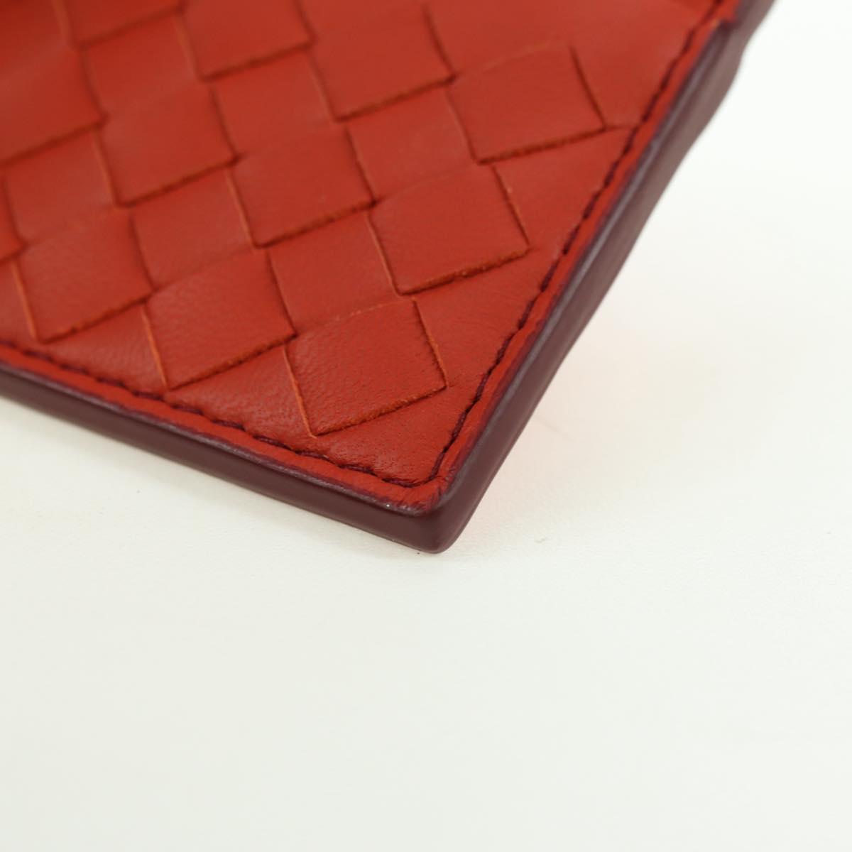 BOTTEGA VENETA INTRECCIATO Card Case Leather Orange Auth am11631V