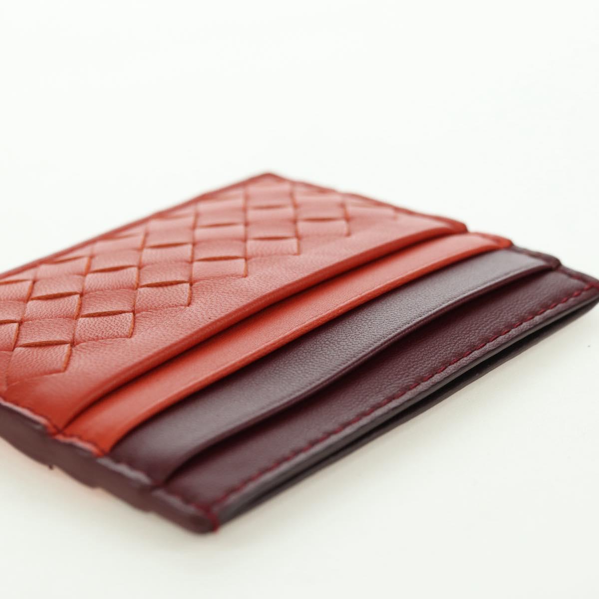 BOTTEGA VENETA INTRECCIATO Card Case Leather Orange Auth am11631V
