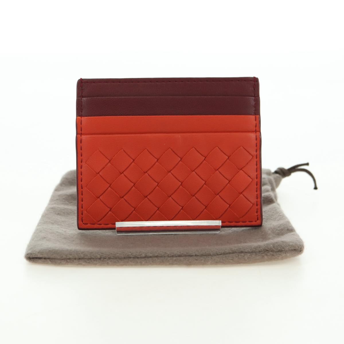 BOTTEGA VENETA INTRECCIATO Card Case Leather Orange Auth am11631V