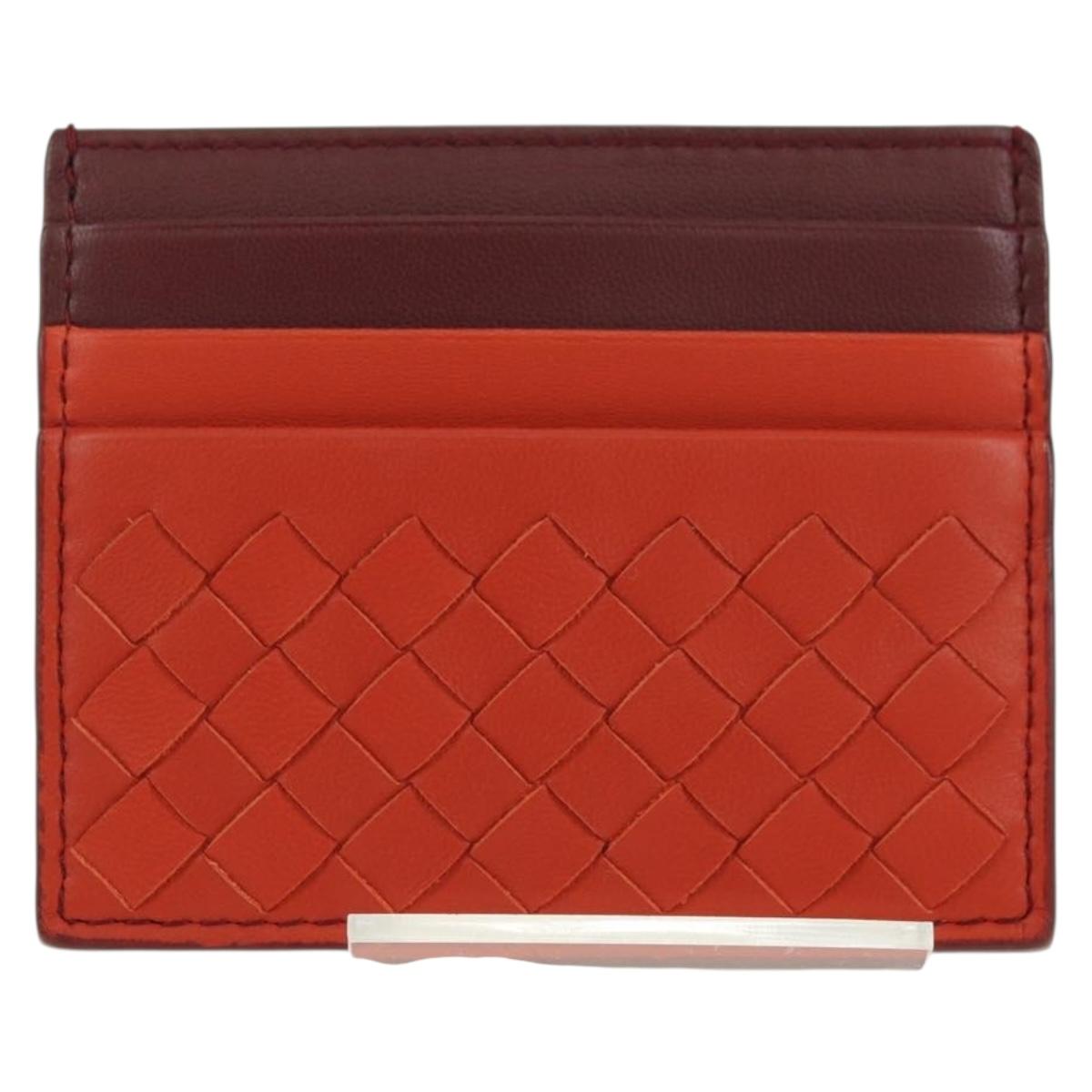 BOTTEGA VENETA INTRECCIATO Card Case Leather Orange Auth am11631V