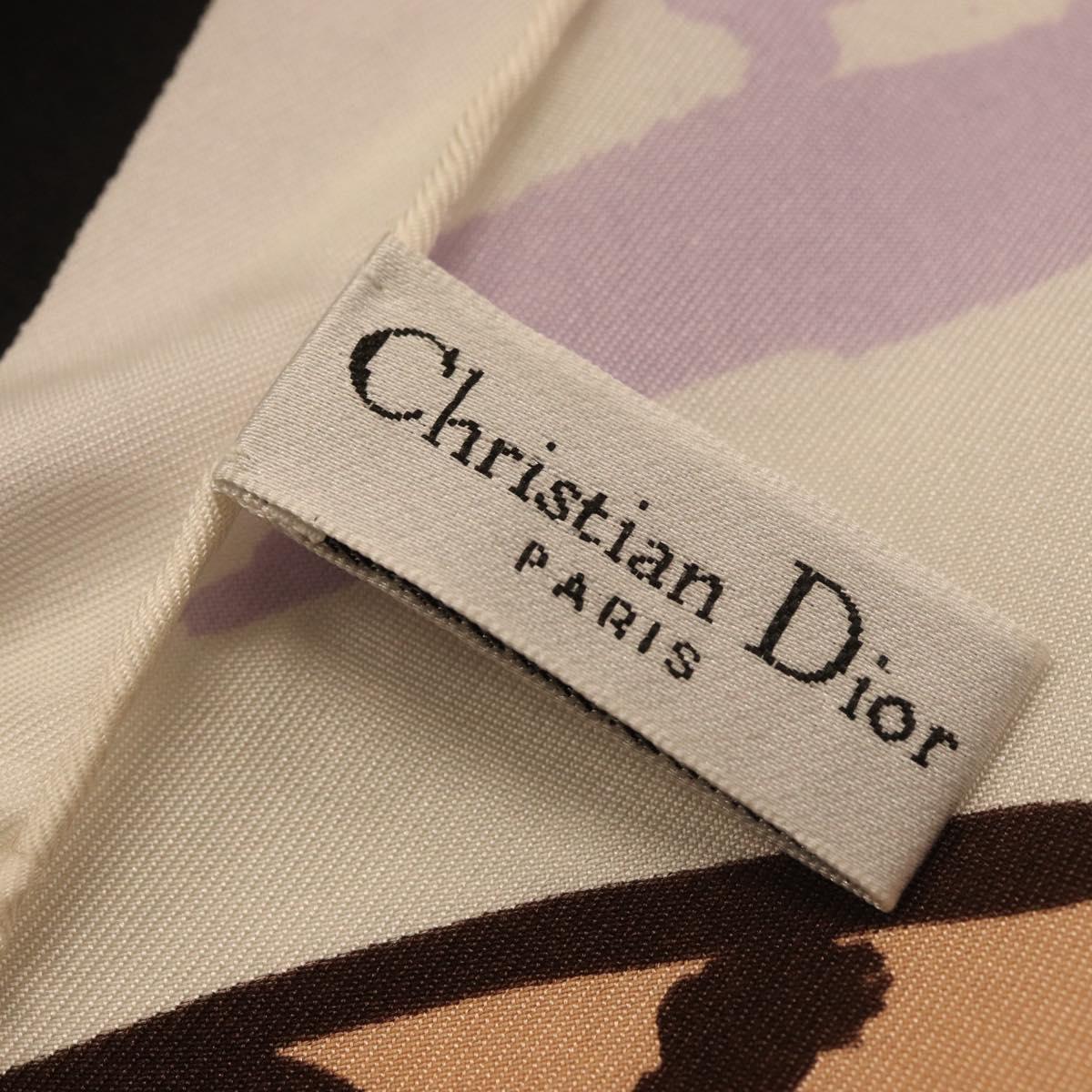 Christian Dior Mini Scarf Silk White Auth am11635A