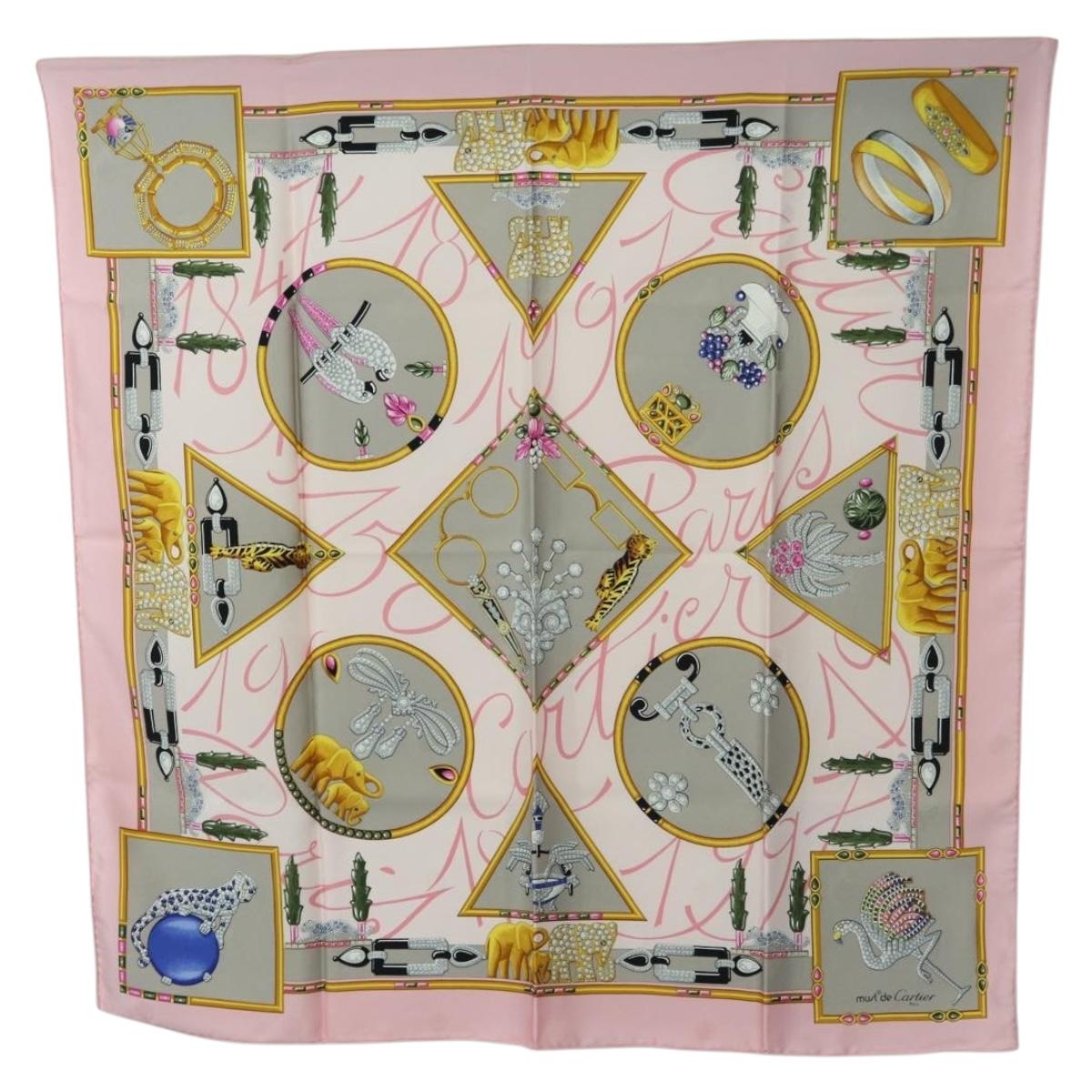 CARTIER Scarf Silk Pink Auth am11636V
