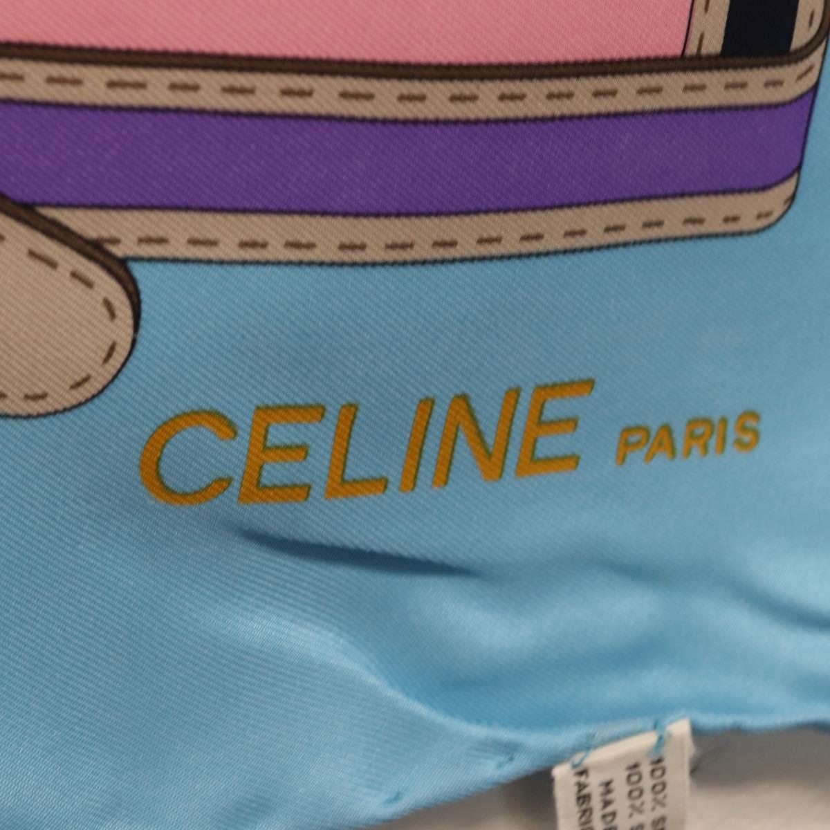 CELINE Scarf Silk Light Blue Auth am11637A