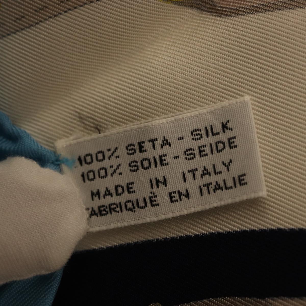CELINE Scarf Silk Light Blue Auth am11637A